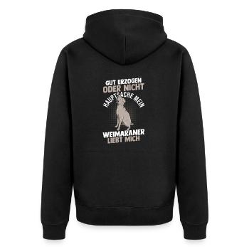 Hund Weimaraner - Unisex Premium Bio Zip Hoodie - Schwarz - Hinten - Nico (187cm)