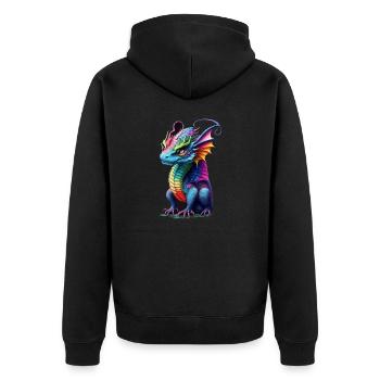 Süßer chinesischer Baby Drache bunt Männer Frauen - Unisex Premium Bio Zip Hoodie - Schwarz - Hinten - Nico (187cm)