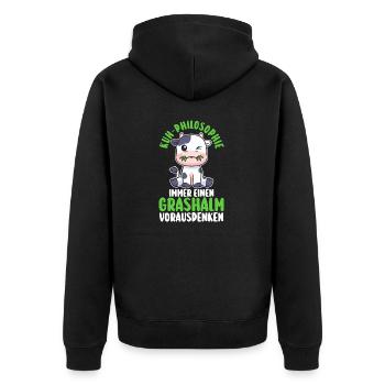 Kuh Bauer Bauernhof Kuhbauer Kühe - Unisex Premium Bio Zip Hoodie - Schwarz - Hinten - Nico (187cm)