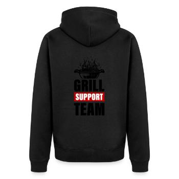 Grill Support Team Grillen - Unisex Premium Bio Zip Hoodie - Schwarz - Hinten - Nico (187cm)