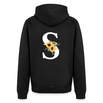 Sonnenblume Blumen S Brief - Unisex Premium Bio Zip Hoodie - Schwarz - Hinten - Nico (187cm)