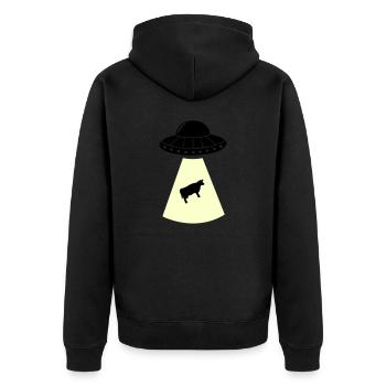 Vache OVNI - Veste à capuche bio Premium Unisexe - noir - Dos - Nico (187cm)