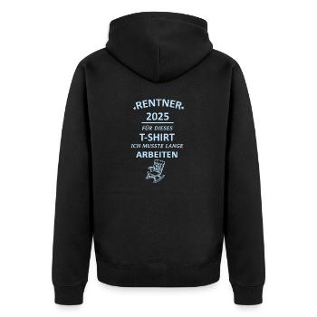 lustig Rentner 2025 Ruhestand Rentner Geschenk - Unisex Premium Bio Zip Hoodie - Schwarz - Hinten - Nico (187cm)