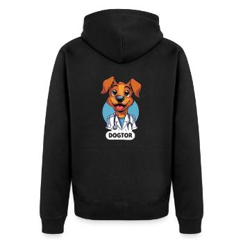 Adorable chiot docteur dans le style dessin animé - Veste à capuche bio Premium Unisexe - noir - Dos - Nico (187cm)