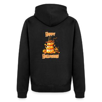 Halloween – Pyramide de bonbons Happy Halloween - Veste à capuche bio Premium Unisexe - noir - Dos - Nico (187cm)