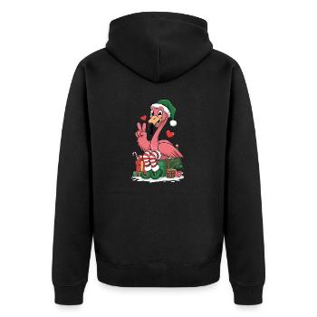 Flamingo Elfe Weihnachten - Unisex Premium Bio Zip Hoodie - Schwarz - Hinten - Nico (187cm)