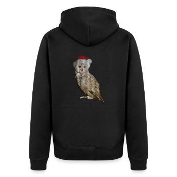 Chouette de Noël réaliste avec effet tricot unique - Veste à capuche bio Premium Unisexe - noir - Dos - Nico (187cm)