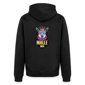 Malle 2025 Alpaka Party Urlaub - Unisex Premium Bio Zip Hoodie - Schwarz - Hinten - Nico (187cm)