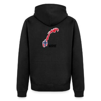 Norwegen, Skandinavien, Flagge, Umriss - Unisex Premium Bio Zip Hoodie - Schwarz - Hinten - Nico (187cm)