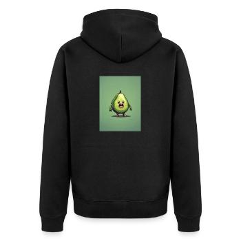 Pixelart Avocado - Unisex Premium Bio Zip Hoodie - Schwarz - Hinten - Nico (187cm)