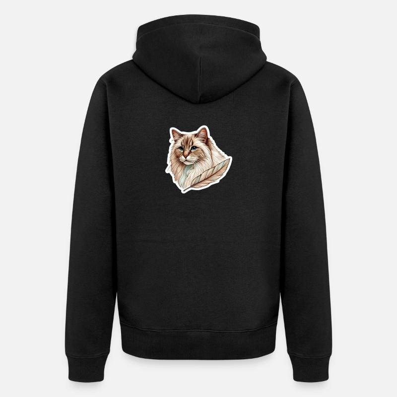 Chat élégant - Compagnon plume - Veste à capuche bio Premium Unisexe - noir
