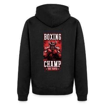 Wikinger Boxer Kämpfer Odin Boxing Champ - Unisex Premium Bio Zip Hoodie - Schwarz - Hinten - Nico (187cm)