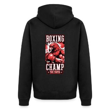 Adler Tier Boxer Kämpfer Boxing Champ - Unisex Premium Bio Zip Hoodie - Schwarz - Hinten - Nico (187cm)