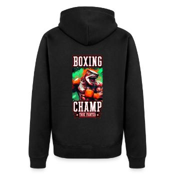 Hai Tier Boxer Kämpfer Boxing Champ - Unisex Premium Bio Zip Hoodie - Schwarz - Hinten - Nico (187cm)