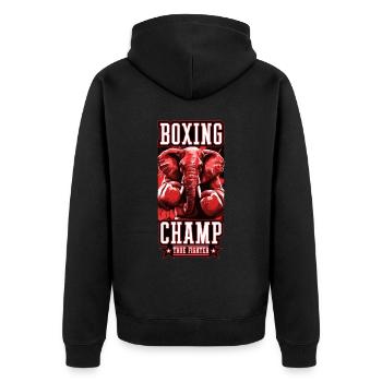 Elefant Boxer Kämpfer Boxing Champ - Unisex Premium Bio Zip Hoodie - Schwarz - Hinten - Nico (187cm)