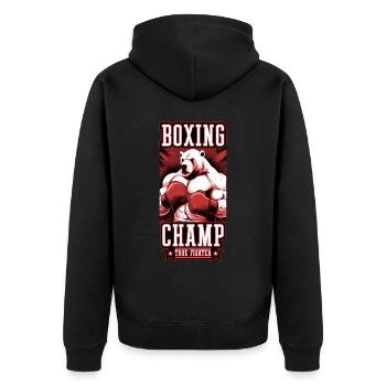 Polar Bear Boxer Fighter Polar Bear Boxing Champ - Unisex Premium Organic Zip Hoodie - black - Back - Nico (187cm)