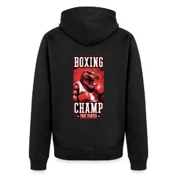 Alligator Boxer Kämpfer Beast Boxing Champ - Unisex Premium Bio Zip Hoodie - Schwarz - Hinten - Nico (187cm)