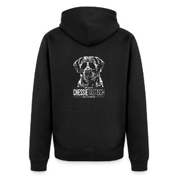 CHESSIETASTISCH Chesapeake Bay Retriever Hunde - Unisex Premium Bio Zip Hoodie - Schwarz - Hinten - Nico (187cm)