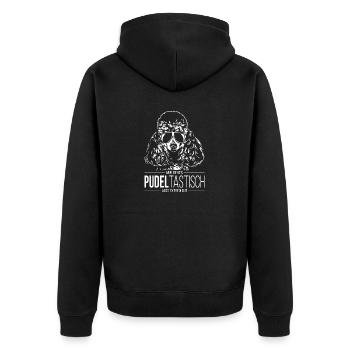 PUDELTASTISCH Zwergpudel Spruch Hundespruch Hunde - Unisex Premium Bio Zip Hoodie - Schwarz - Hinten - Nico (187cm)
