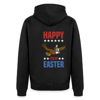 USA Flagge | Patriot Patriotismus Amerika Geschenk - Unisex Premium Bio Zip Hoodie - Schwarz - Hinten - Nico (187cm)