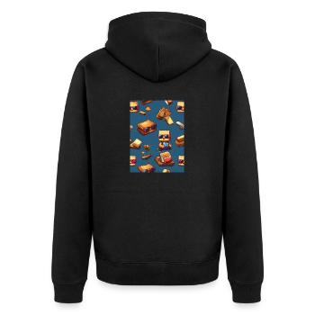 Pixelart, Toasbrot - Unisex Premium Bio Zip Hoodie - Schwarz - Hinten - Nico (187cm)