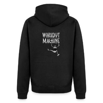 Workout-Maschine! Lustig sportlicher Roboter - Unisex Premium Bio Zip Hoodie - Schwarz - Hinten - Nico (187cm)