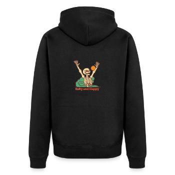 Salty & Happy - Unisex Premium Organic Zip Hoodie - black - Back - Nico (187cm)
