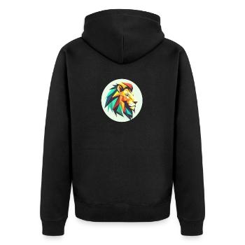 Löwenkopf - Unisex Premium Bio Zip Hoodie - Schwarz - Hinten - Nico (187cm)