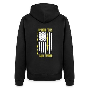 Power Lineman Power Line Electrician - Unisex Premium Organic Zip Hoodie - black - Back - Nico (187cm)