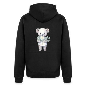 Koala mignon et mignon avec bouquet de fleurs - Veste à capuche bio Premium Unisexe - noir - Dos - Nico (187cm)