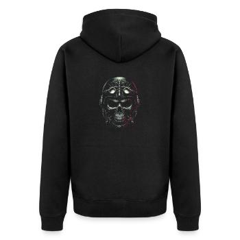 Pilotenschädel Pilot - Unisex Premium Bio Zip Hoodie - Schwarz - Hinten - Nico (187cm)
