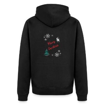 Merry Christmas - Unisex Premium Bio Zip Hoodie - Schwarz - Hinten - Nico (187cm)
