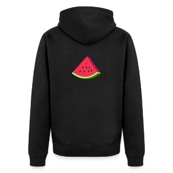 Wassermelone-Scheibe - Unisex Premium Bio Zip Hoodie - Schwarz - Hinten - Nico (187cm)