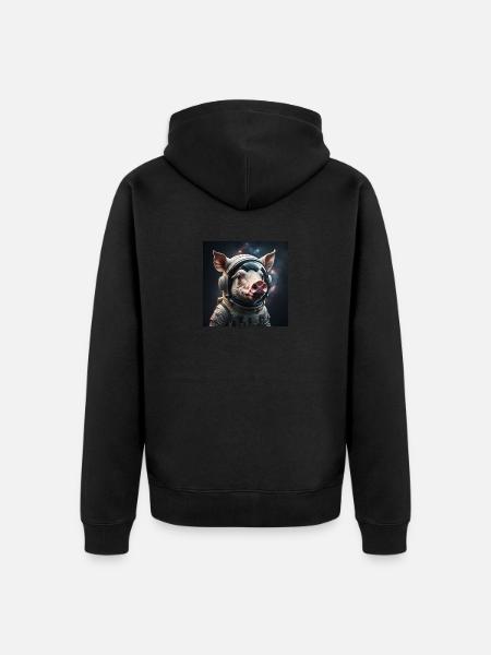 Space Pig - Unisex Premium Bio Zip Hoodie - Schwarz