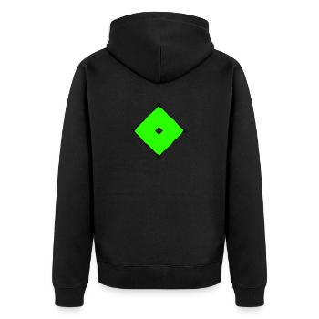 Grüner quadrat - Unisex Premium Bio Zip Hoodie - Schwarz - Hinten - Nico (187cm)