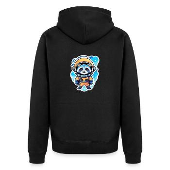 Waschbär Astronaut Illustration - Unisex Premium Bio Zip Hoodie - Schwarz - Hinten - Nico (187cm)