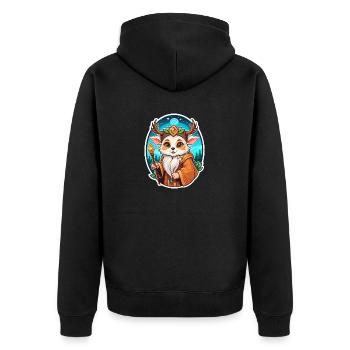 Druide Niedlich Illustration - Unisex Premium Bio Zip Hoodie - Schwarz - Hinten - Nico (187cm)