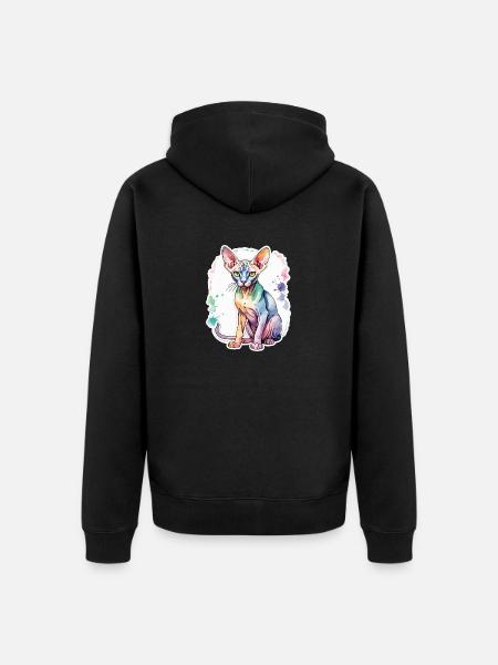 Sphynx Chat Aquarelles - Veste à capuche bio Premium Unisexe - noir