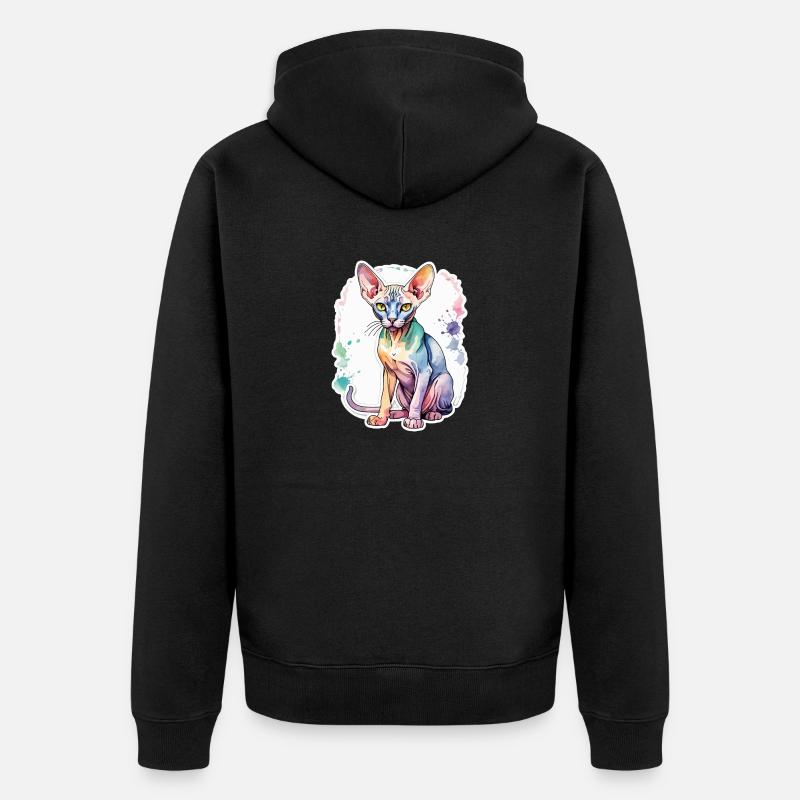 Sphynx Chat Aquarelles - Veste à capuche bio Premium Unisexe - noir