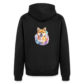 Aquarelles Shiba Inu - Veste à capuche bio Premium Unisexe - noir - Dos - Nico (187cm)