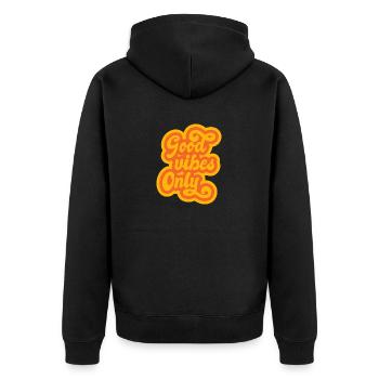 Good Vibes Vintage - Unisex Premium Bio Zip Hoodie - Schwarz - Hinten - Nico (187cm)