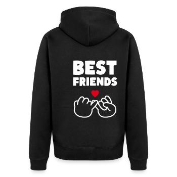Best Friends Kleiner Finger Schwur - Unisex Premium Bio Zip Hoodie - Schwarz - Hinten - Nico (187cm)
