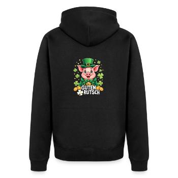 Guten Rutsch Silvester Neujahr Glücksschwein - Unisex Premium Bio Zip Hoodie - Schwarz - Hinten - Nico (187cm)