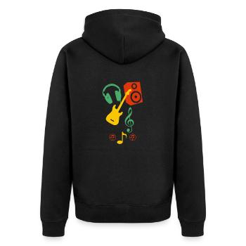 music - Unisex Premium Bio Zip Hoodie - Schwarz - Hinten - Nico (187cm)