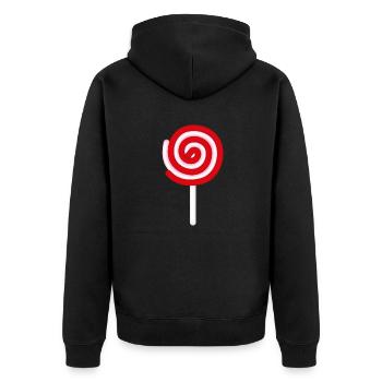 Smiley Lollipop - Unisex Premium Bio Zip Hoodie - Schwarz - Hinten - Nico (187cm)