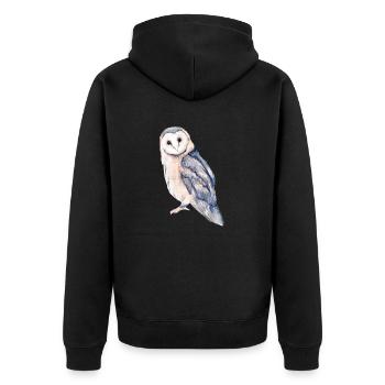 Eule - Unisex Premium Bio Zip Hoodie - Schwarz - Hinten - Nico (187cm)