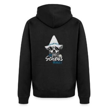 An Scheiß Muass I Bayrisch Lustiger Bayern Spruch - Unisex Premium Bio Zip Hoodie - Schwarz - Hinten - Nico (187cm)