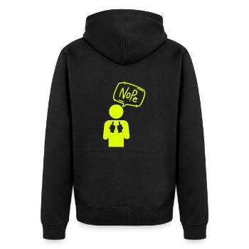 Nope - Unisex Premium Bio Zip Hoodie - Schwarz - Hinten - Nico (187cm)