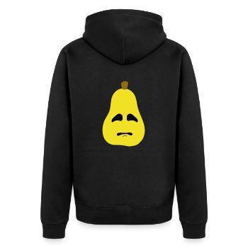 Birne - Unisex Premium Bio Zip Hoodie - Schwarz - Hinten - Nico (187cm)