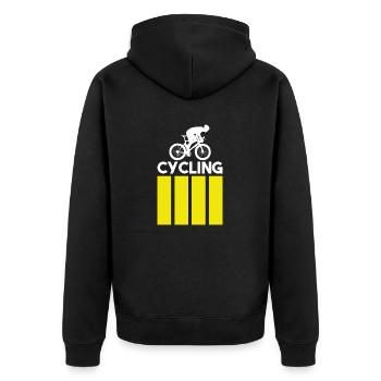 Cycling - Modern - Unisex Premium Bio Zip Hoodie - Schwarz - Hinten - Nico (187cm)